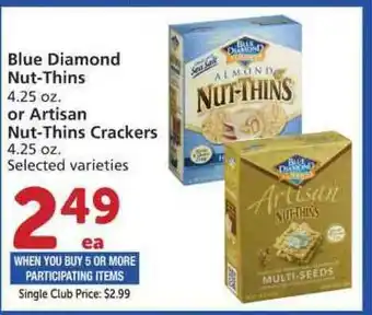 Vons Blue Diamond Nut-thins Or Artisan Nut-thins Crackers offer