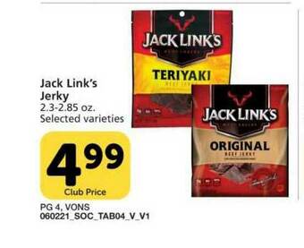 Vons Jack Link's Jerky offer
