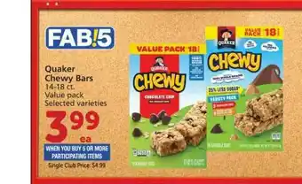 Vons Quaker Chewy Bars offer