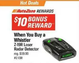 AutoZone Whistler Z-19R Laser Radar Detector offer