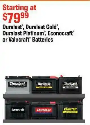Duralast, Duralast Gold, Duralast Platinum, Econocraft Or Valucraft Batteries