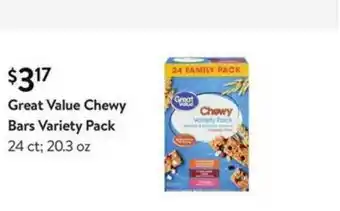 Walmart Great Value Chewy Bars Variety Pack offer
