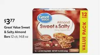 Walmart Great Value Sweet & Salty Almond Bars offer
