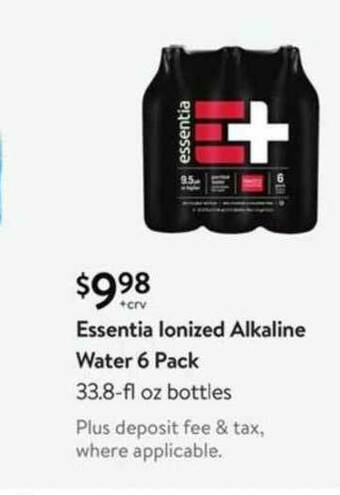 Walmart Essentia Lonized Alkaline Water 6 Pack offer