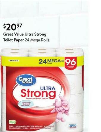 Walmart Great Value Ultra Strong Toilet Paper offer