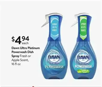 Walmart Dawn Ultra Platinum Powerwash Dish Spray Fresh Or Apple Scent offer