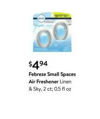 Walmart Febreze Small Spaces Air Freshener Linen & Sky offer