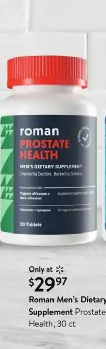 Walmart Roman Men's Dietary Supplement Prostate Health offer