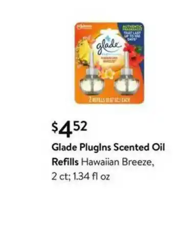 Walmart Glade PlugIns Scented Oil Refills Hawaiian Breeze offer