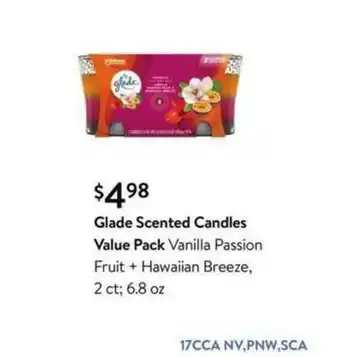 Walmart Glade Scented Candles Value Pack Vanilla Passion Fruit + Hawaiian Breeze offer