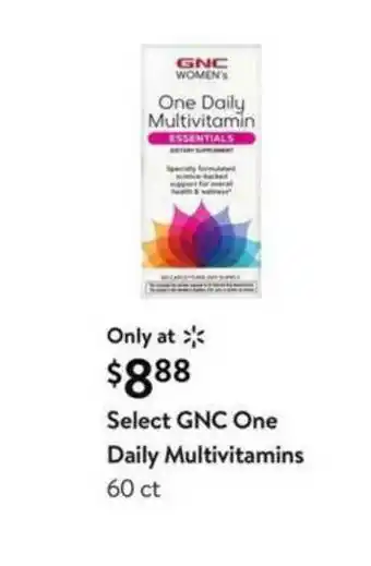 Walmart Select GNC One Daily Multivitamins offer