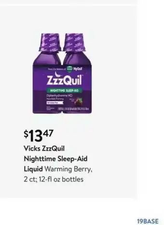Walmart Vicks ZzzQuil Nighttime Sleep-Aid Liquid Warming Berry, offer