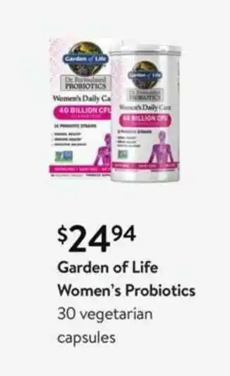 Walmart Garden Of Life Women's Probiotics 30 Vegetarian Capsules offer