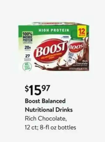Walmart Boost Balanced Nutrional Drinks Rich Chocolate offer