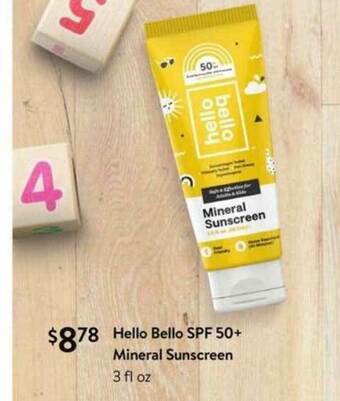 Walmart Hello Bello SPF 50+ Mineral Sunscreen offer