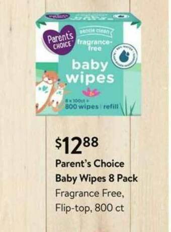 Walmart Parent's Choice Baby Wipes 8 Pack offer