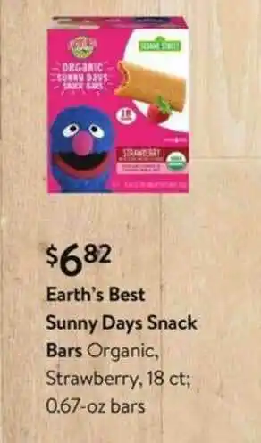 Walmart Earth's Best Sunny Days Snack Bars Organic Strawberry offer