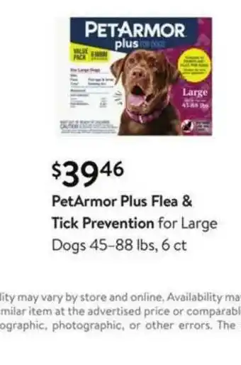 Walmart PetArmor Plus Flea & Tick Prevention For Large Dogs offer