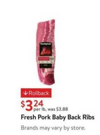 Walmart Fresh Pork Baby Back Ribs offer