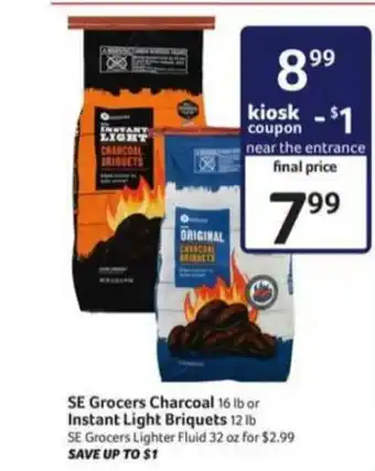 Winn Dixie SE Grocers Charcoal , Instant Light Briquets offer