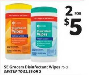 Winn Dixie SE Grocers Disinfectant Wipes offer