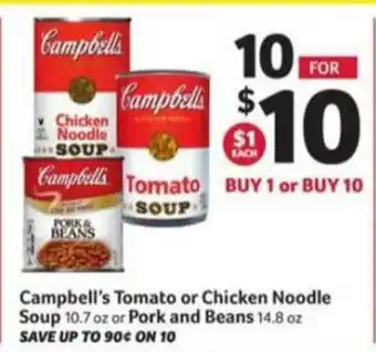 Winn Dixie Campbell's Tomato Or Chicken Noodle Soup Or Pork And Beans offer