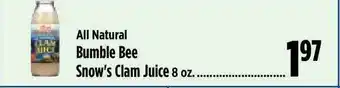 KTA Super Stores All Natural Bumble Bee Snow's Clam Juice offer