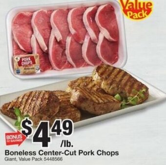 Giant Food Boneless Center-Cut Pork Chops offer