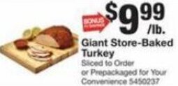 Giant Food Giant Store-Baked Turkey offer