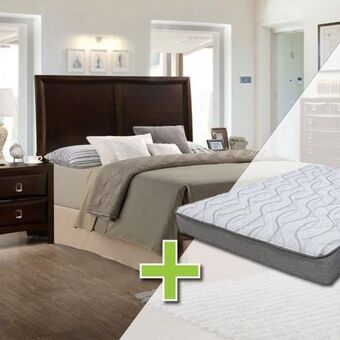 Aaron's 4 - piece franklin ii queen bedroom set & 8" queen mattress w/ foundation & protectors offer