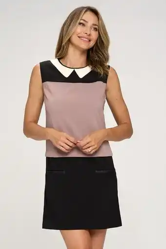Stein Mart Kaii color blocked vegan leather contrast dress offer