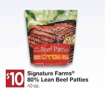 United Supermarkets Signature Farms 80% Lean Beef Patties offer