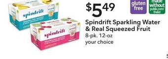 Publix Spindrift Sparkling Water & Real Squeezed Fruit offer