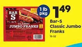 Save a Lot Bar-S Classic Jumbo Franks offer