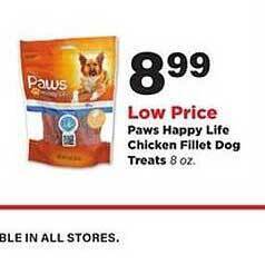 Stater Bros Paws Happy Life Chicken Fillet Dog Treats offer