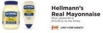 ShopRite Hellmann's Real Mayonnaise 24-30 oz. offer