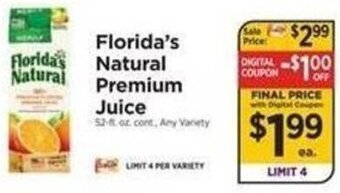 ShopRite Florida's Natural Premium Juice 52 oz. offer