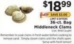 ShopRite 36-ct. Bag Middleneck Clams offer