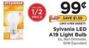 ShopRite Sylvania LED A19 Light Bulb offer