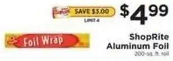 ShopRite ShopRite Aluminum Foil 200 ct. offer