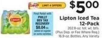 ShopRite Lipton Iced Tea 12-Pack offer