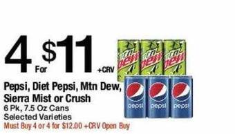 Jons International Pepsi, Diet Pepsi, Mtn Dew, Sierra Mist Or Crush offer