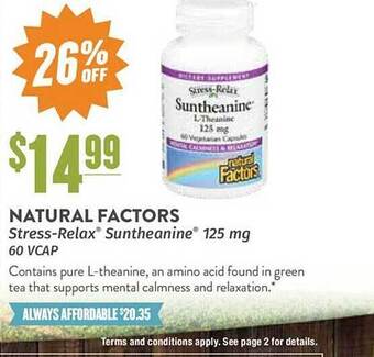 Natural Grocers Natural Factors Stress-relax Suntheanine 125 Mg 60 Vcap offer