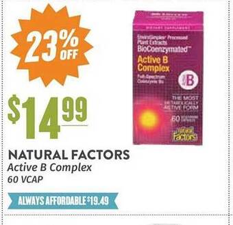 Natural Grocers Natural Factors Active B Complex 60 Vcap offer