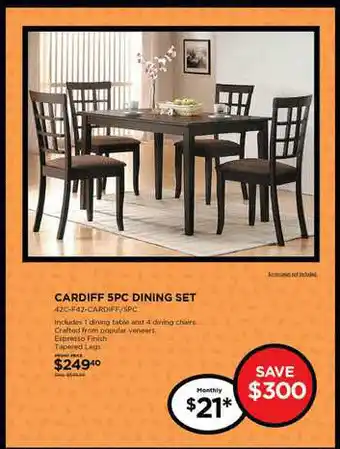 Curacao Cardiff 5pc Dining Set offer