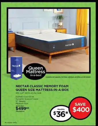 Curacao Nectar Classic Memory Foam Queen Size Mattress-in-a-box offer