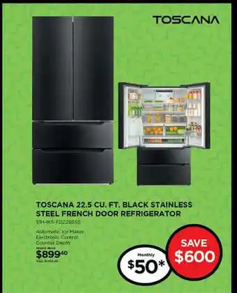 Curacao Toscana 22.5 Cu. Ft. Black Stainless Steel French Door Refrigerator offer