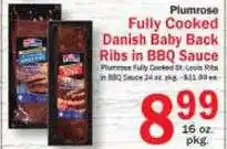 Food Bazaar Fully Cooked Danish Baby Back Ribs In Bbq Sauce offer