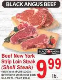 Food Bazaar Black Angus Beef, Beef New York Strip Loin Steak (shell Steak) offer