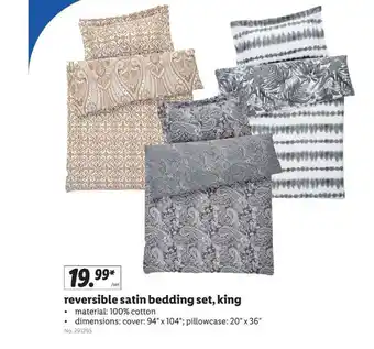 Lidl Reversible Satin Bedding Set , King offer